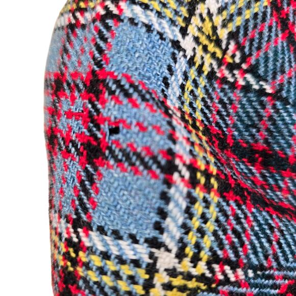 Vintage Tweed Newsboy Angus Young Highland Outfitters Cap 6 7/8 Plaid Snap Pom - Picture 7 of 8